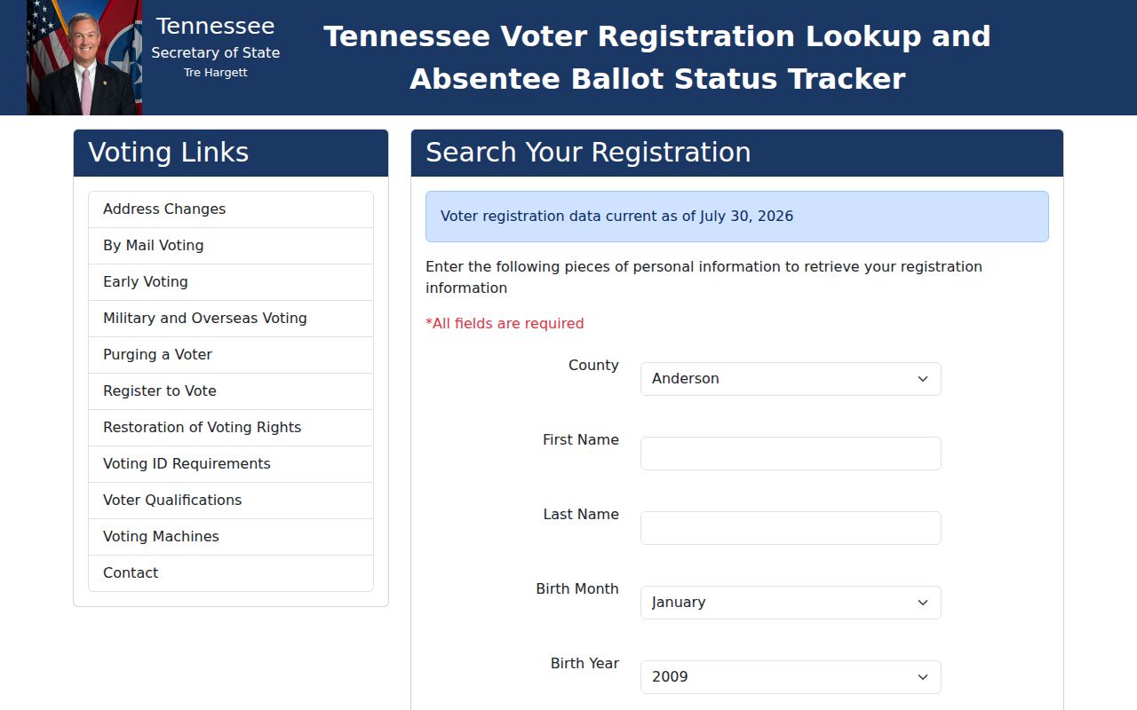 Tullahoma people search using the Tennessee voter lookup